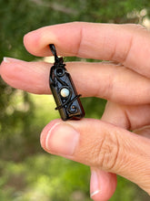 Load image into Gallery viewer, Black aura quartz with sea sediment jasper gem accent mini pendant
