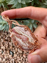 Load image into Gallery viewer, Reserved for Stephanie d Rosetta Jasper with Sunstone Gem Inclusion Wire Wrapped Pendent Necklace
