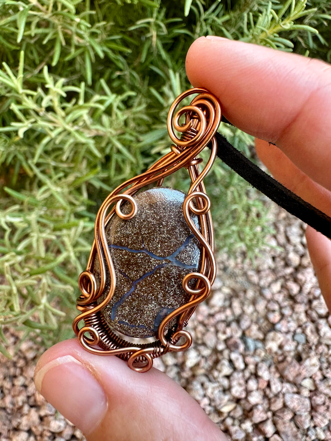 Reserved for BillieJo Australian Boulder Opal Wire Wrapped Pendent Necklace