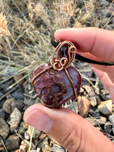 Load image into Gallery viewer, Reserved for Denise a Mookaite with Garnet Gem Inclusion Wire Wrapped Pendent Necklace
