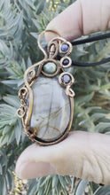 Load and play video in Gallery viewer, Reserved for Chloe k Picasso Jasper with Sodalite + Sugilite Gem Inclusions Wire Wrapped Pendent Necklace

