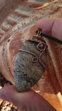 Load and play video in Gallery viewer, Reserved for Myloni p Picture Jasper with smoky quartz inclusions Wire Wrapped Pendent Necklace
