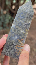 Load and play video in Gallery viewer, Reserved for Dana p Marcasite in Purple UV agate tower 5”
