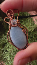 Load and play video in Gallery viewer, Reserved for Heather Blue Opal Wire Wrapped Pendent Necklaces
