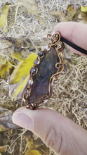 Load and play video in Gallery viewer, Reserved for sunny j Super 7 with Gem Inclusions Wire Wrapped Pendent Necklace
