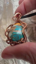 Load and play video in Gallery viewer, Reserved for kiva b Spiny oyster turquoise Wire Wrapped Pendent Necklace
