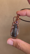 Load and play video in Gallery viewer, Reserved for Jennifer m Super 7 with Gemstone Inclusions Wire Wrapped Pendent Necklaces
