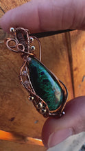 Load and play video in Gallery viewer, Reserved for Chanel v Azurite/malachite with smoky quartz inclusion Wire Wrapped Pendent Necklace
