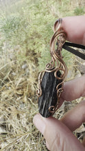 Load and play video in Gallery viewer, Reserved for Kristin Black tourmaline wire wrapped pendent
