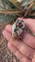 Load and play video in Gallery viewer, Reserved for Amanda f Zebra Jasper Wire Wrapped Pendent Necklace
