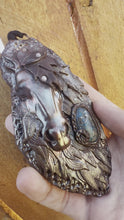 Load and play video in Gallery viewer, Reserved for Tanya r Warrior Horse Turquoise + Moonstone Polymer Clay Pendent
