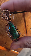 Load and play video in Gallery viewer, Reserved for Chanel v Azurite/malachite with smoky quartz inclusion Wire Wrapped Pendent Necklace
