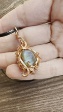 Load and play video in Gallery viewer, Reserved for Kathy m Labradorite Mini Dainty Wire Wrapped Pendent Necklace
