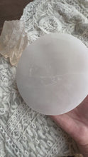 Load and play video in Gallery viewer, Reserved for Jill d Selenite Cleansing Plate 5”

