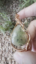 Load and play video in Gallery viewer, Reserved for Rita m Prehnite with Epidote Wire Wrapped Pendent
