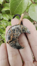 Load and play video in Gallery viewer, Order for Sherry Black Tourmalinated Quartz Tree of Life Moon Wire Wrapped Pendent Necklace
