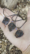 Load and play video in Gallery viewer, Order for Susanna m Black Tourmaline + Evil Eye Wire Wrap Necklace
