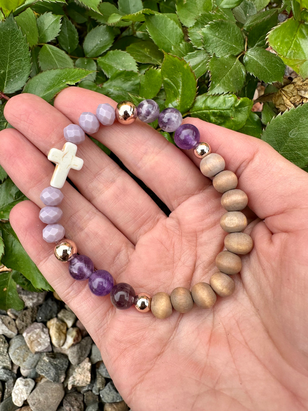 Order for Martha Amethyst Cross Stretchy Bracelet