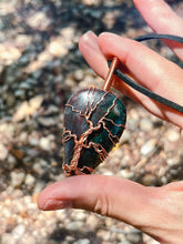 Load image into Gallery viewer, Dark Moss Agate Tree of Life Wire Wrap Necklace
