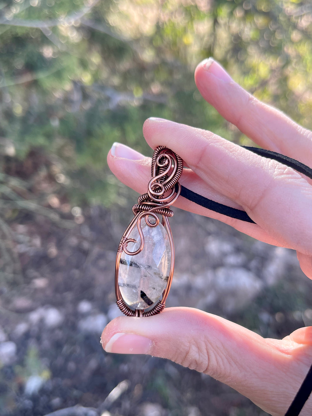 Order for Sunny Black Tourmalinated Quartz Wire Wrapped Necklace