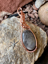 Load image into Gallery viewer, Order for Kimberly p Silver Sheen Obsidian Wire Wrapped Pendent Necklace
